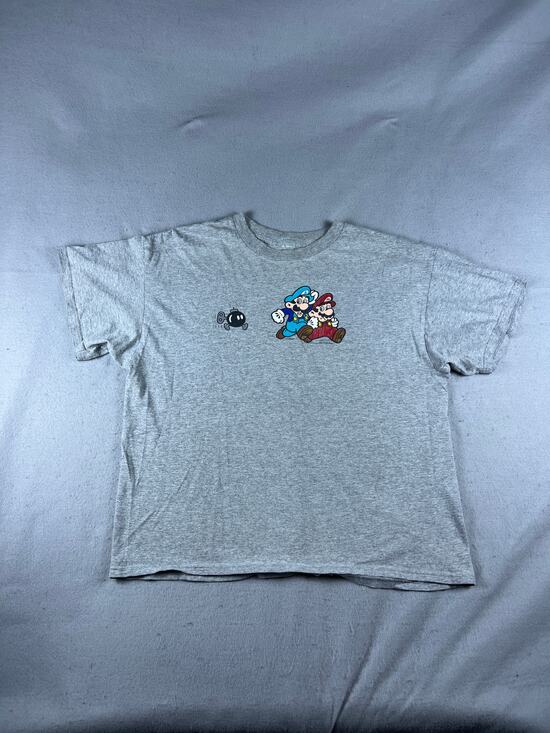 Nintendo Other - Vintage Nintendo Mario Luigi T-Shirt Mens L Gray Bob-Omb Graphic Print 2003 Y2K